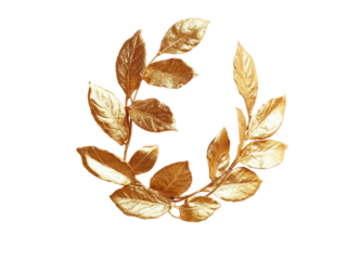 Golden laurel wreath isolated