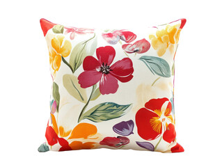 Colorful floral decorative pillow isolated