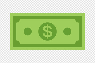 Dollar Note Vector Illustration, Money Bill Isolated on White Background