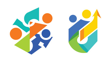 Youth Sports Academy Logo Set, Modern Training School Branding Vector Symbols