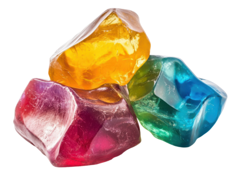 Bright colorful glass stones on transparent background - Powered by Adobe