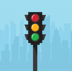 Traffic Light in Cityscape Background