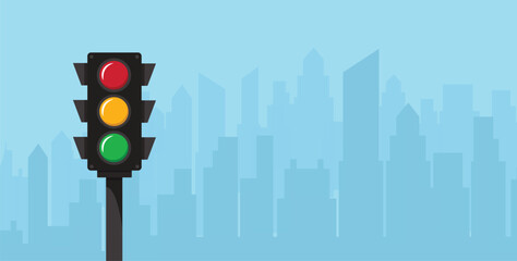 Traffic Light in Cityscape Background