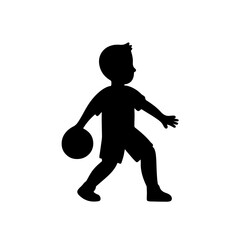 Youth Basketball Silhouette – Dribbling Practice Vector for Sports Education