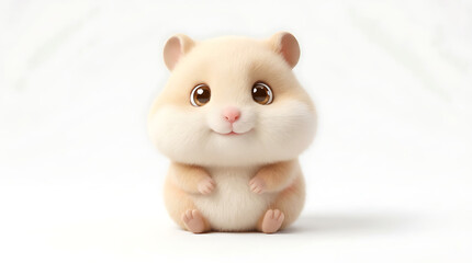 Cute Kawaii Hamster Character Isolated on White Background