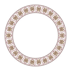 Round frame with floral pattern. Seamless classic Greek ornament. Round of Ancient Greece and the Roman Empire. Typical egyptian, assyrian and greek motive. Vector decorative element for laser cutting
