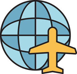 Globe and Plane Icon
