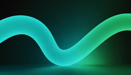 Abstract gradient wave form with green and blue light on a dark background