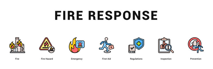 Fire Response Modern and clean web banner illustration featuring thematic icons for visual communication