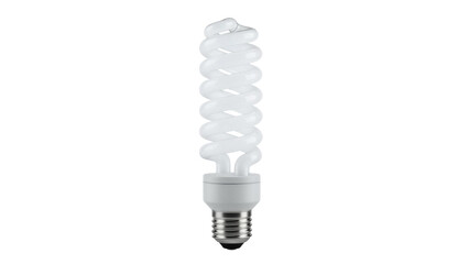 Energy-saving compact fluorescent light bulb isolated PNG on transparent background, eco-friendly lighting solution for home and office