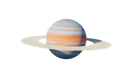 Saturn planet with rings isolated PNG, gas giant with colorful bands on transparent background, astronomical object for science and education