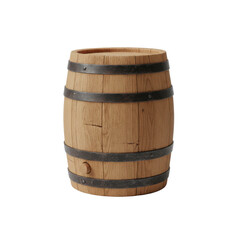 Fototapeta premium A rustic wooden barrel with metal bands isolated on a transparent background