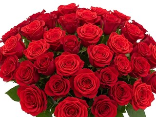 Fototapeta premium Beautiful bouquet of fresh red roses on white background