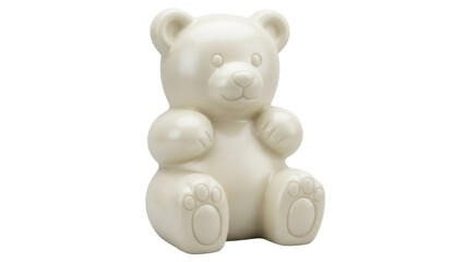 Shiny pearl teddy bear isolated PNG on transparent background, cute toy animal for baby shower and birthday party decorations