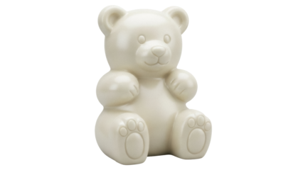 Shiny pearl teddy bear isolated PNG on transparent background, cute toy animal for baby shower and birthday party decorations