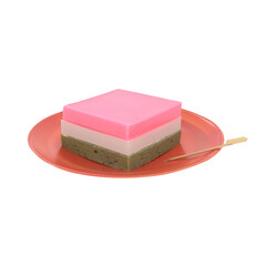 Hishimochi &ndash; Japanese Layered Rice Cake for Girls&rsquo; Day Illustrationa traditional Japanese layered rice cake served during Hinamatsuri.3D render Blender render.
