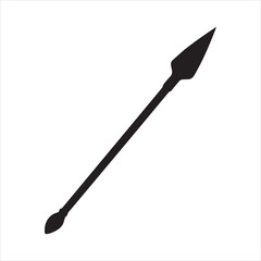 Black spear silhouette on white background