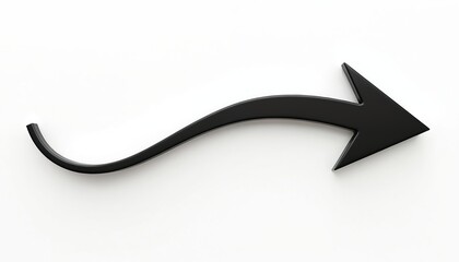 Black arrow curves right on white background. Symbol indicates direction forward progress growth or next step. Clean simple graphic element design.