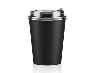 Black reusable coffee mug with lid