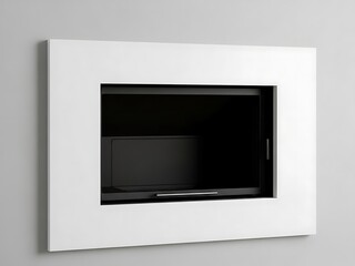 Obraz premium Modern white fireplace insert with black interior