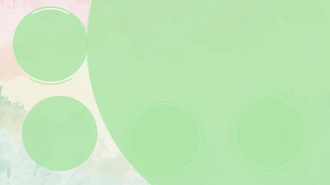 Animated graphic of 5 green circles, sorting options, animation showing an empty diagram, empty design elements for process layout, animated graphics.