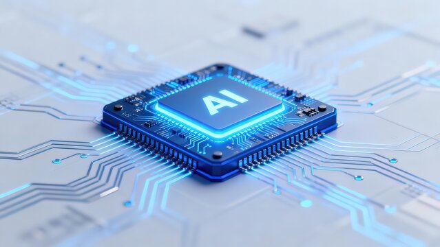 AI chip on circuit board - Powered by Adobe