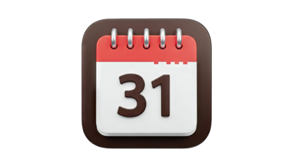 Calendar Icon Showing Date 31 on White Background