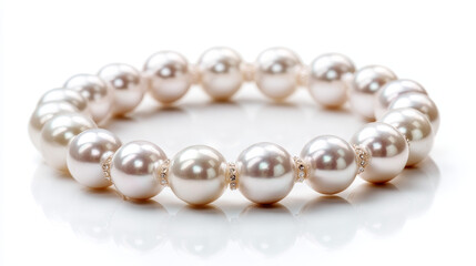 Obraz premium Elegant Pearl Bracelet on White Background
