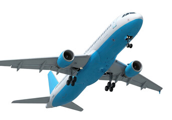 Obraz premium Commercial passenger jet with landing gear extended isolated on transparent background