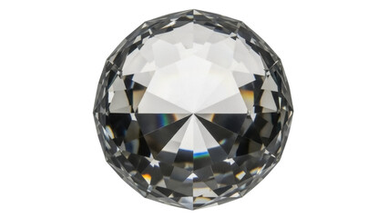 Sparkling clear crystal ball PNG isolated on transparent background, faceted glass sphere for decoration and design projects