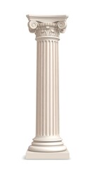 Obraz premium A classical architectural element, featuring a fluted shaft and ornate capital, constructed from light-colored stone