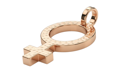 Rose gold female symbol pendant isolated PNG, gender sign jewelry on transparent background, feminism and women s rights concept