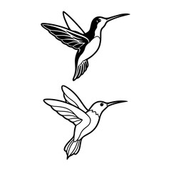 Naklejka premium Hummingbird Line Art Vector | Flying Bird Minimal Illustration