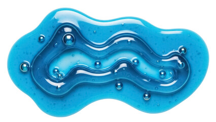 Blue gel smear isolated PNG on transparent background, cosmetic serum swatch with bubbles for skincare and beauty product use