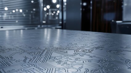 Circuit Board Technology Background with Modern Server Room