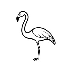 Naklejka premium Flamingo Line Art Vector | Elegant Standing Bird Illustration