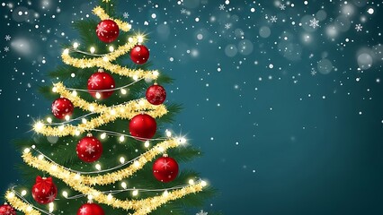 Decorated christmas tree with red ornaments