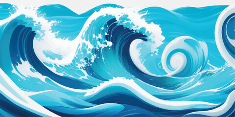 An abstract blue background design featuring fluid ocean waves and a liquid aqua splash creates a summer nature pattern perfect for a sea wallpaper illustration © Ghost Rider