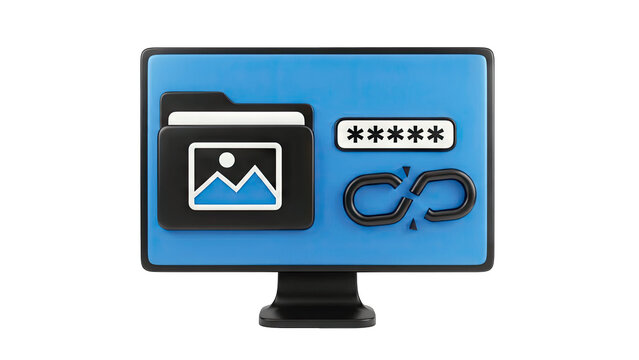 Computer Screen Displaying Data Security and Privacy Icons