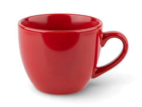 Vibrant red coffee mug on black background - Powered by Adobe