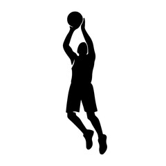 Three-Point Jump Shot Silhouette – Elegant Form in Minimal Vector Style