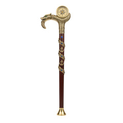 Intricately Crafted Nautical Dragon Cane with Compass Accent