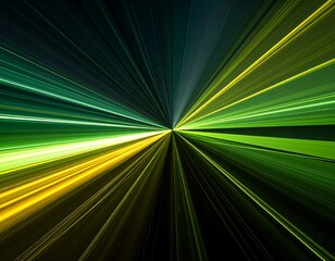 Radiant abstract design of vibrant green and yellow light trails