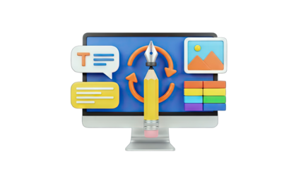 Creative Design Process on Computer Screen