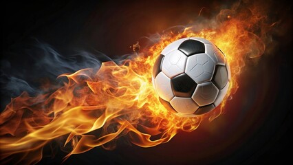 Fototapeta premium Fiery Soccer Ball in Motion A Dynamic Image of a Classic Sport