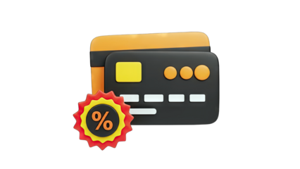 Credit Cards with Discount Badge - Finance Concept