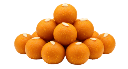 Traditional Indian Laddu Sweets Pyramid on Black Background