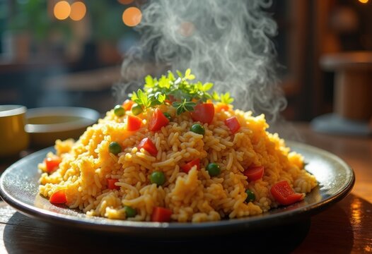 Egg Scrambled Fried Rice Vegetable Medley Asian Street Food Delight Traditional Express