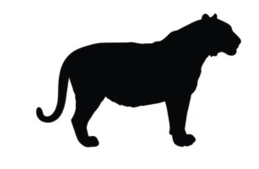Black tiger silhouette symbol for wildlife logos and graphic design, wild animal vector icon