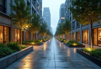 Fototapeta premium Urban Landscape Transformation Adaptive Urbanism Streetscape Integration Resilient Design Blueprint